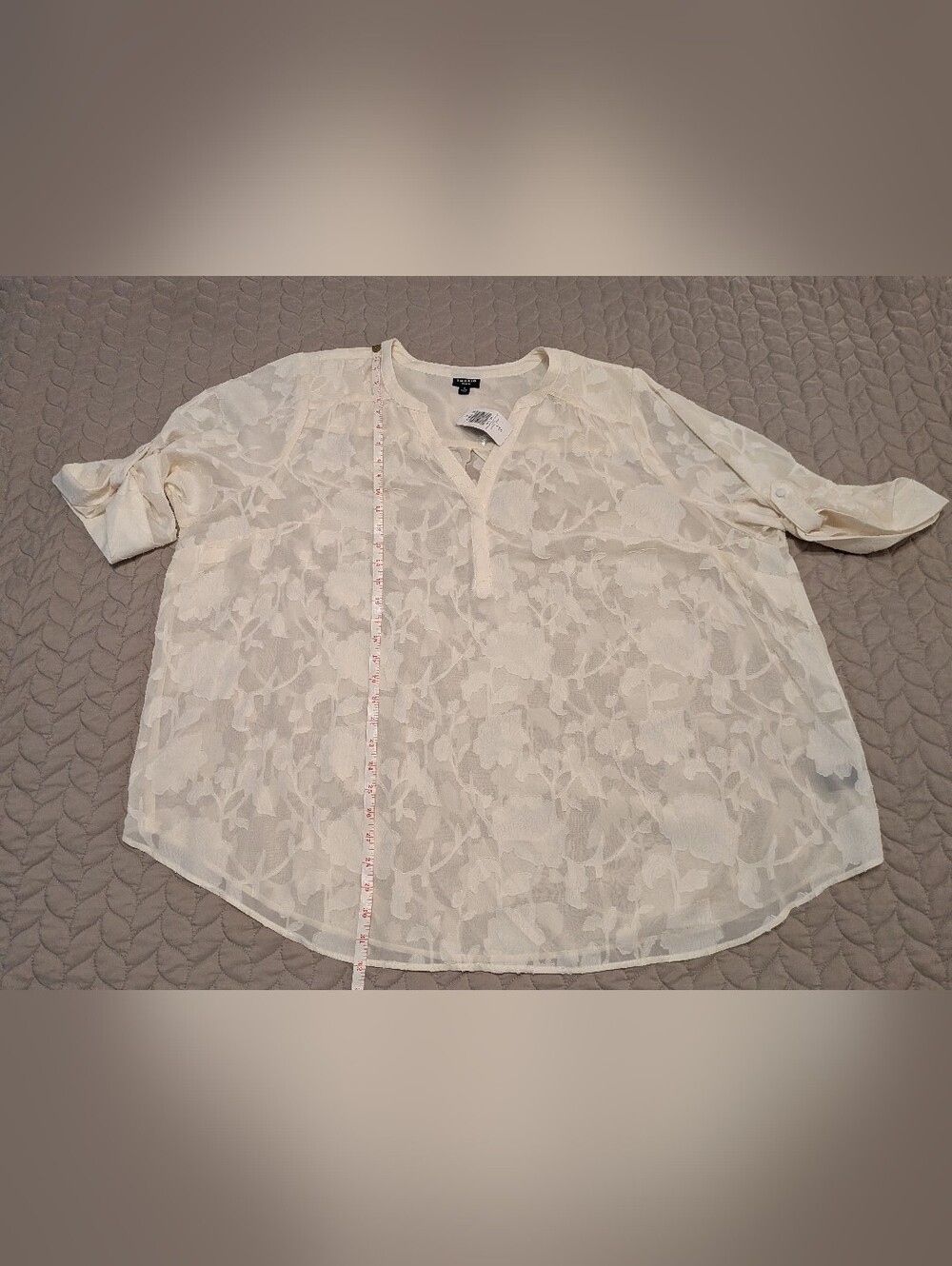 torrid Ivory Floral Sheer Harper Top